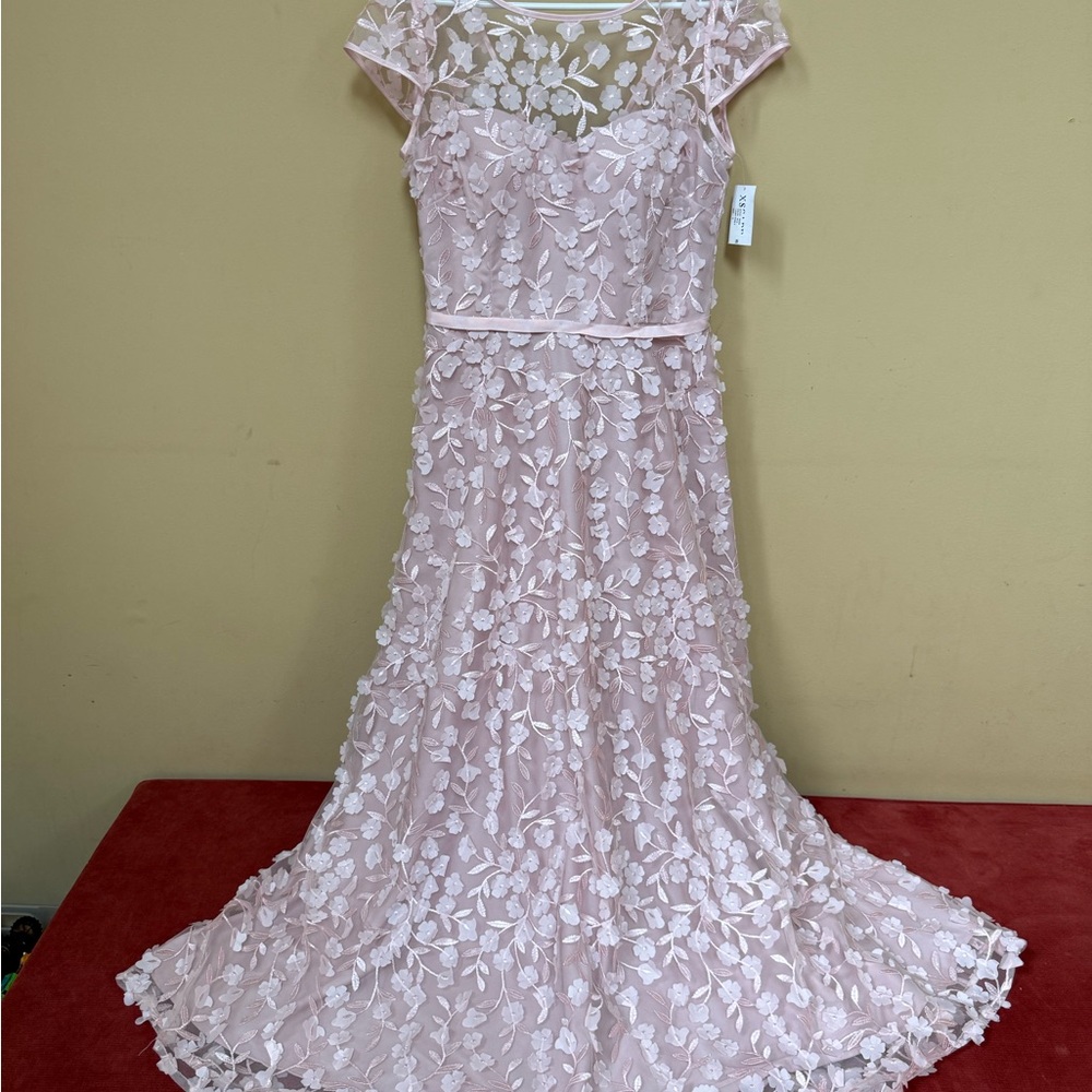 Xscape Pink Flutter Sleeve Sweetheart Gown